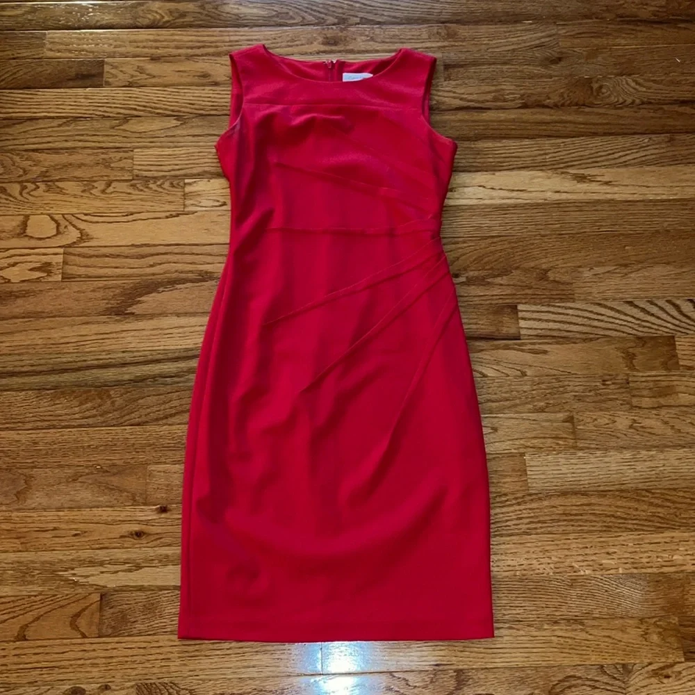 Calvin Klein Red Starburst Sleeveless Dress - Picture 3 of 8